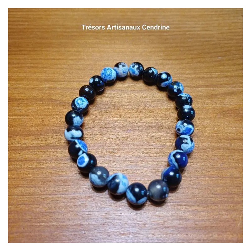 Bracelet en agate bleue feu