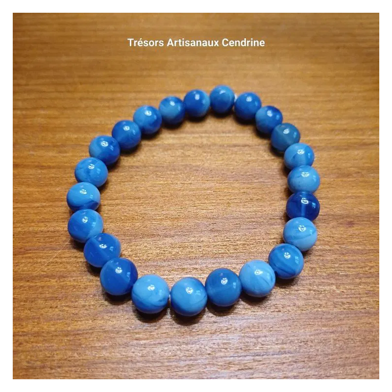 Bracelet en agate bleue