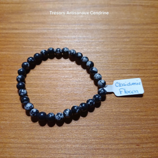 Bracelet en obisidienne flocon de neige