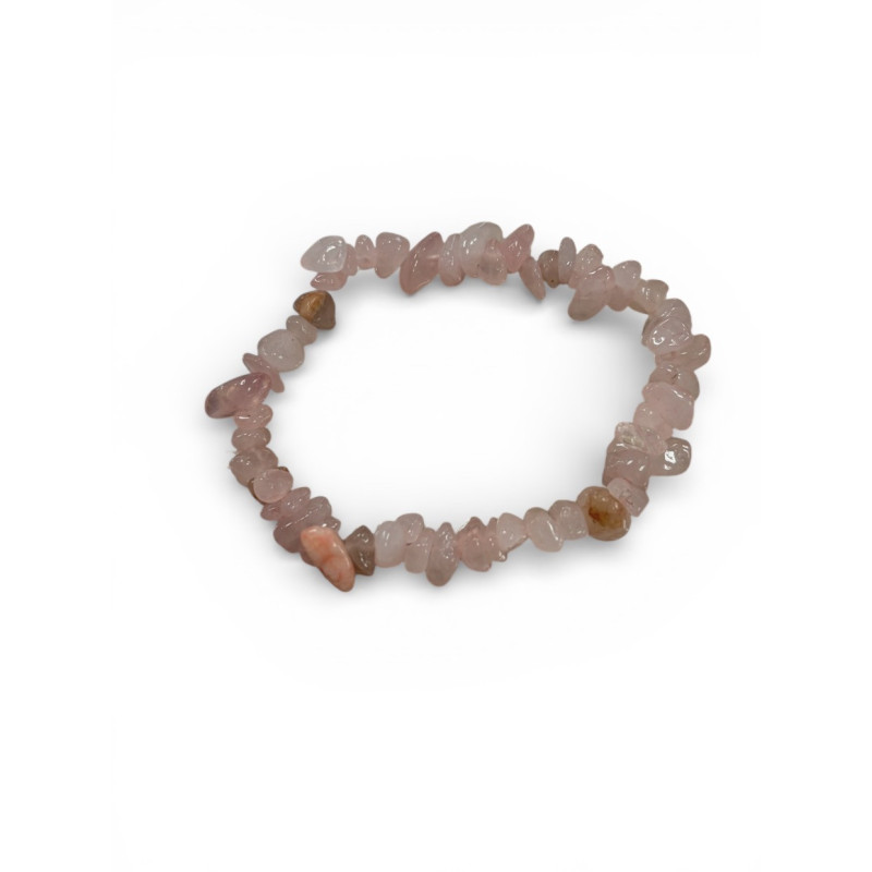 Bracelet en pierres concassées quatz rose