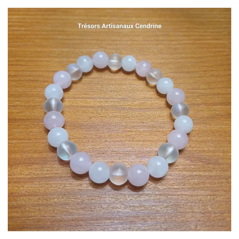 Bracelet en perles de quatz laiteux