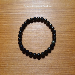 Bracelet en perles de pierres d'Obsidienne
