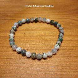 Bracelet en perles de pierres agate arbre