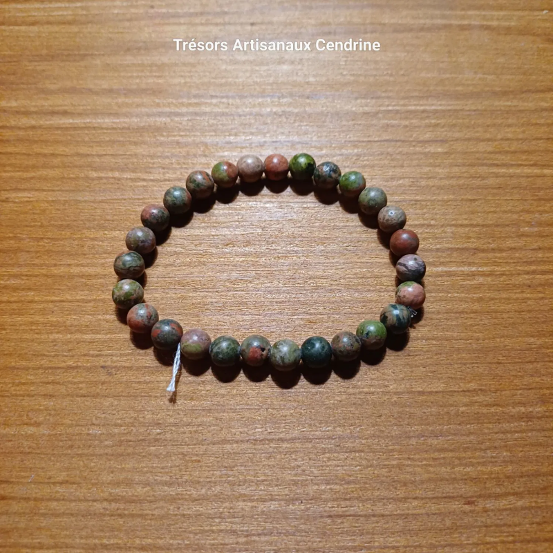 Bracelet en perles de pierres unakite