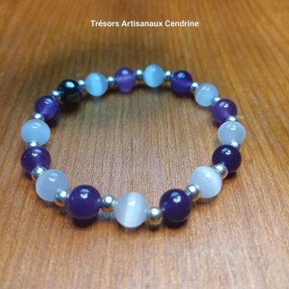 Bracelet en Améthyste et Œil de chat