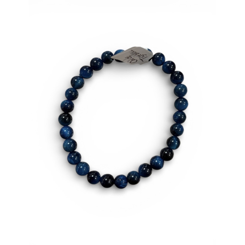 Bracelet en pierres d'oeil de tigre bleu