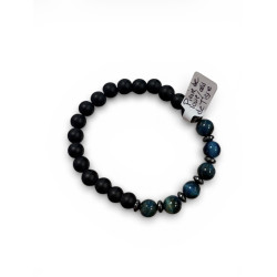 Bracelet en pierres de lave et oeil de tigre