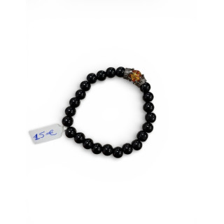 Bracelet en perles de pierres tourmaline et obsidienne
