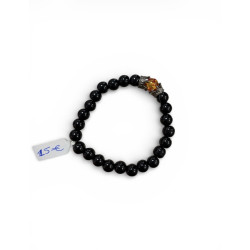 Bracelet en perles de pierres tourmaline et obsidienne