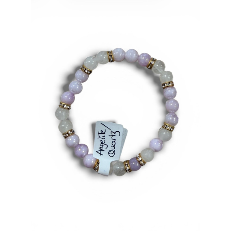 Bracelet en pierre angélite et quatz