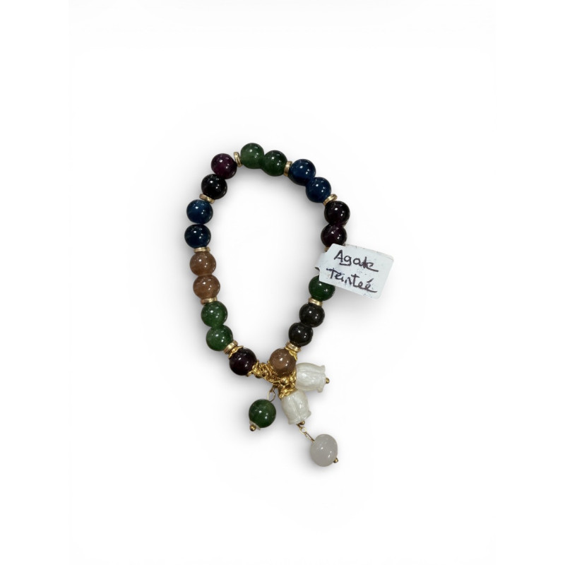 Bracelet en pierre agate teintée