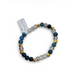Bracelet en pierre agate bleue et quatz