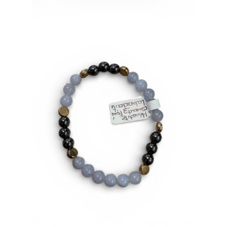 Bracelet en pierre hématite, quatz fumé et labradorite