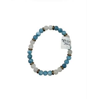 Bracelet en pierres naturelles – Larimar & Quartz laiteux (6 mm)