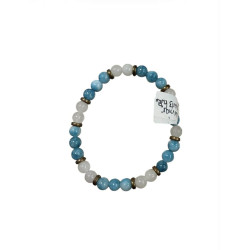 Bracelet en pierres naturelles – Larimar & Quartz laiteux (6 mm)