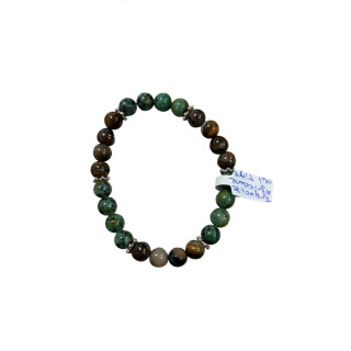 Bracelet en pierres naturelles – Turquoise africaine & Œil de tigre (6 mm)