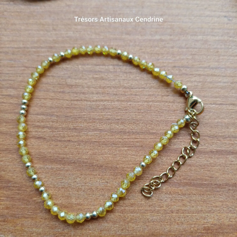 bracelet de perles de pierres 3mm facettées de Citrine