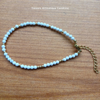 bracelet en perles de pierres 3mm facettées d'Howlite