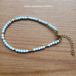 bracelet en perles de pierres 3mm facettées d'Howlite