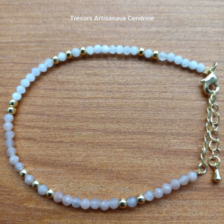 bracelet de perles de pierres 3mm facettées de Lune alternées pierre de Soleil