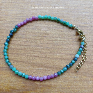 bracelet de perles de pierres 3mm facettées de Rubis zoiste