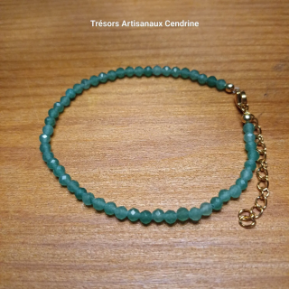 bracelet en perles de pierres 3mm facettées d'Aventurine