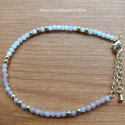 bracelet de perles de pierres 3mm facettées de Lune alternées pierre de Soleil
