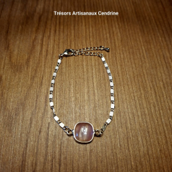 Bracelet doré avec pierres de Quartz Cerise
