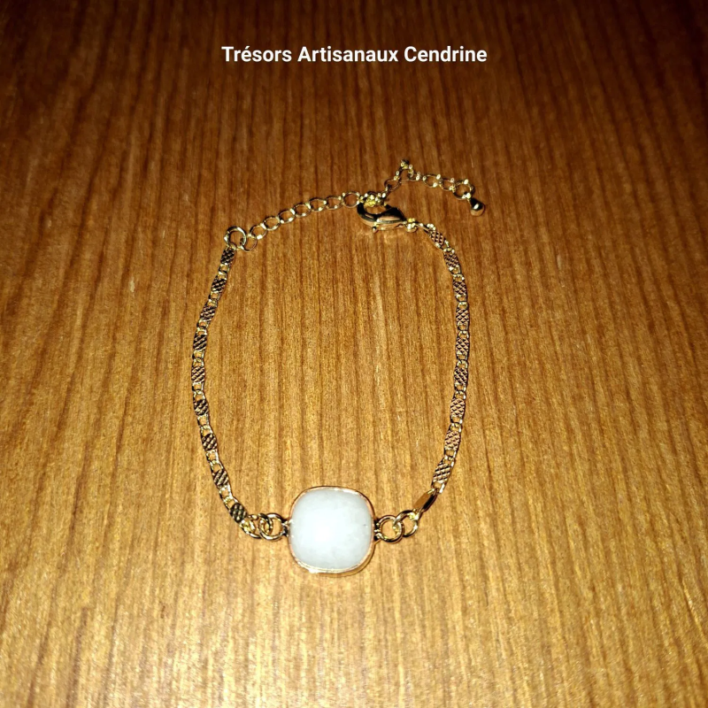 Bracelet en pierre de Quartz Blanc laiteux