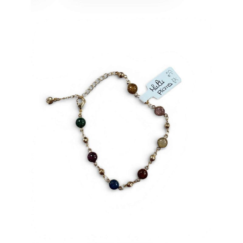 Bracelet doré avec pierres concassées de pierres diverses
