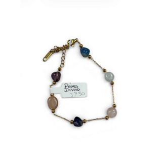 Bracelet doré avec pierres concassées de pierres diverses