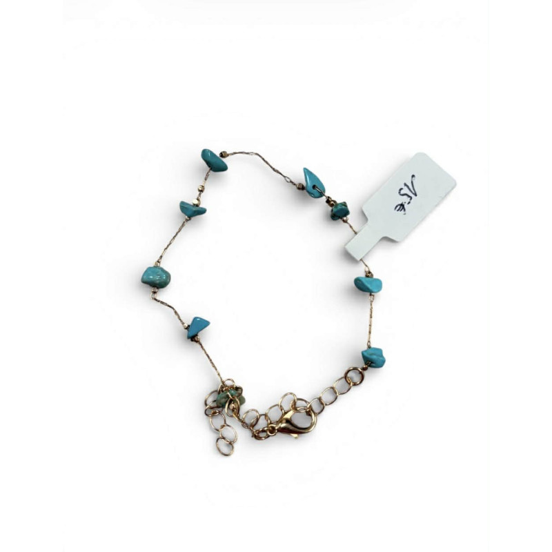 Bracelet doré avec pierres concassées Turquoise