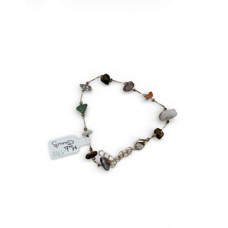 Bracelet doré avec pierres concassées Multi Quartz