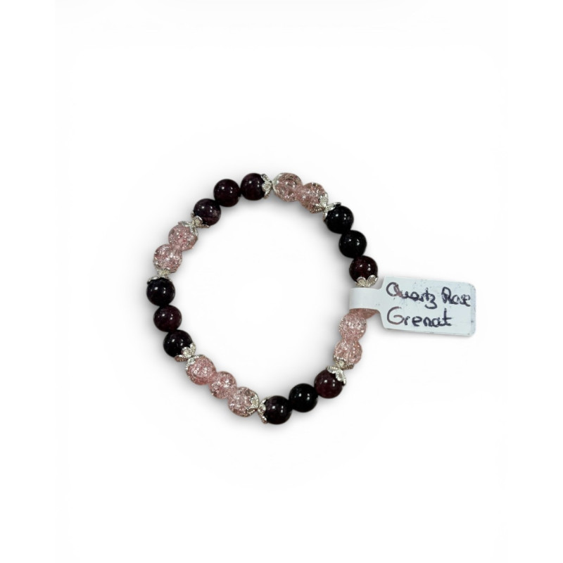 Bracelet quatz rose et grenat