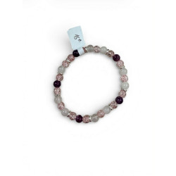 Bracelet en pierres naturelles – Quartz rose et blanc
