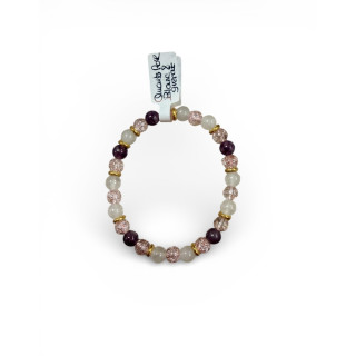 Bracelet quatz rose, blanc et grenat