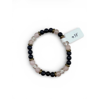 Bracelet pierre de ciel étoilé et quatz rose