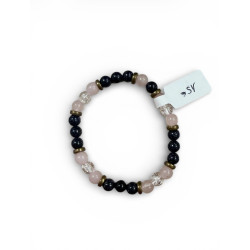 Bracelet pierre de ciel étoilé et quatz rose