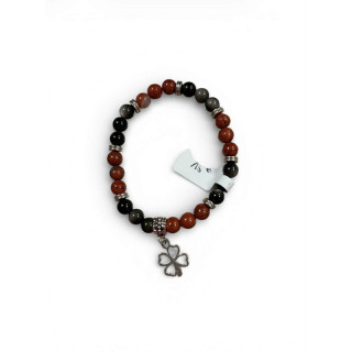 Bracelet en pierres naturelles – Jaspe rouge / Obsidienne dorée