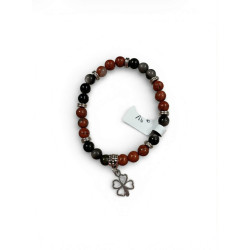 Bracelet en pierres naturelles – Jaspe rouge / Obsidienne dorée