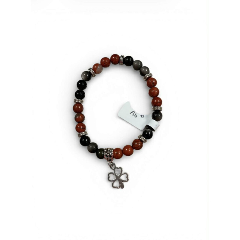 Bracelet en pierres naturelles – Jaspe rouge / Obsidienne dorée