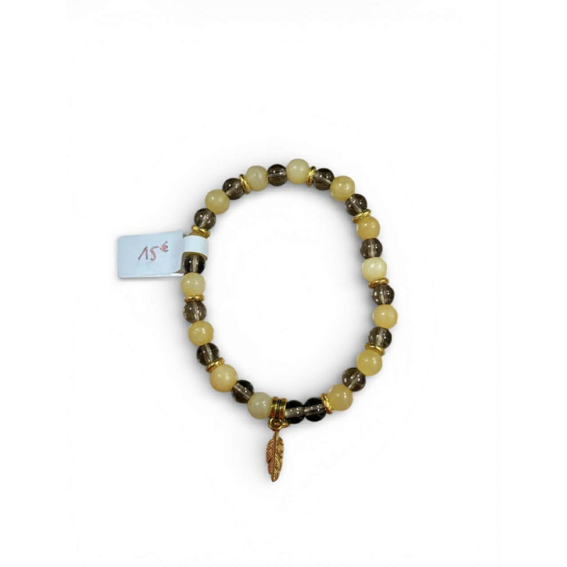 Bracelet en pierres naturelles – Calcite Quartz fumé