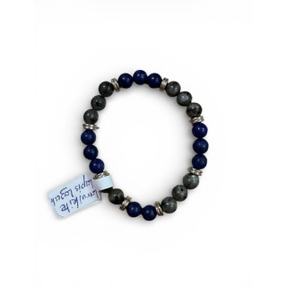 Bracelet en pierre larvikite, lapis lazuli