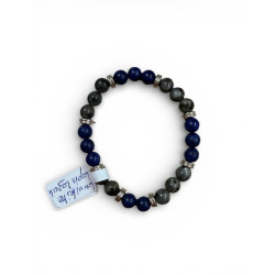 Bracelet en pierre larvikite, lapis lazuli