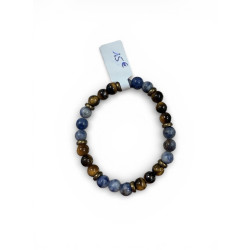 Bracelet en pierre sodalite et oeil de tigre
