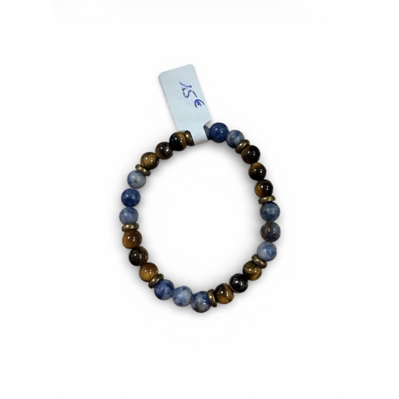 Bracelet en pierre sodalite et oeil de tigre