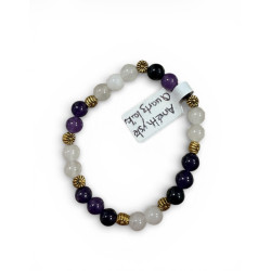 Bracelet en pierre améthyste et quatz laiteux