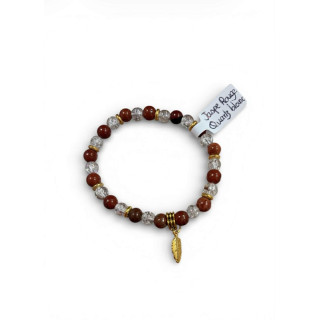 Bracelet en pierres naturelles – Jaspe rouge / Quartz blanc