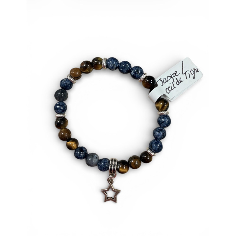 Bracelet en pierre jaspe et oeil de tigre