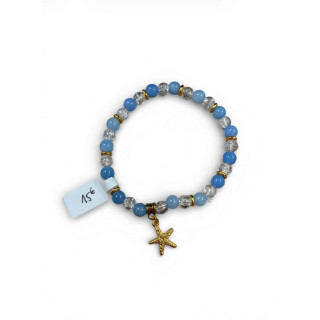 Bracelet en pierres naturelles – Aigue marine / Quartz craquelé